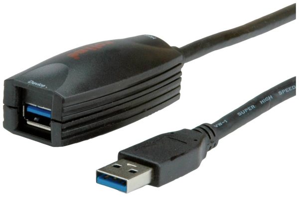 Roline Kabel USB USB 3.2 Gen1 Złącze męskie USB-A, Złącze żeńskie USB-A 5.00 m czarny konstrukcja aktywna z wzmocnieniem