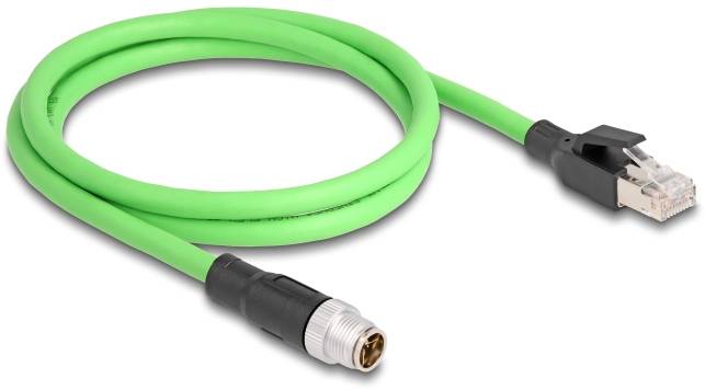 kabel LAN Delock 80441, 1 szt., RJ45, M12, Kabel, SF/UTP, 1.00 m, zielony - obrazek 1