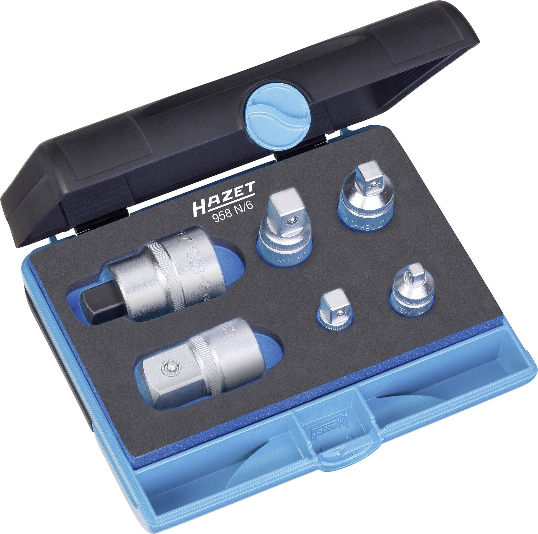 Hazet 958N/6 958N/6 Zestaw nasadek Końcówka wkrętaka 1/4" (6,3 mm), 3/8" (10 mm), 1/2" (12.5 mm), 3/4" (20 mm) 185 mm 1 - obrazek 1