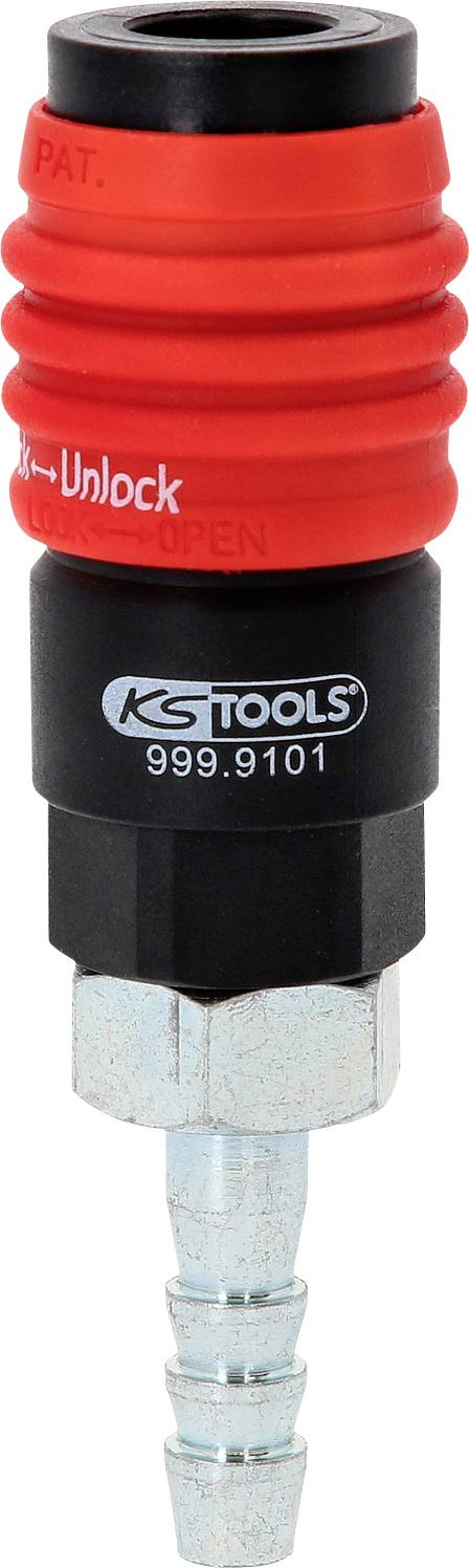 3w1 uniwersalne złącze bezpieczeństwa do sprężonego powietrza, 9 mm z końcówką do węża KS Tools 999.9101 - obrazek 1