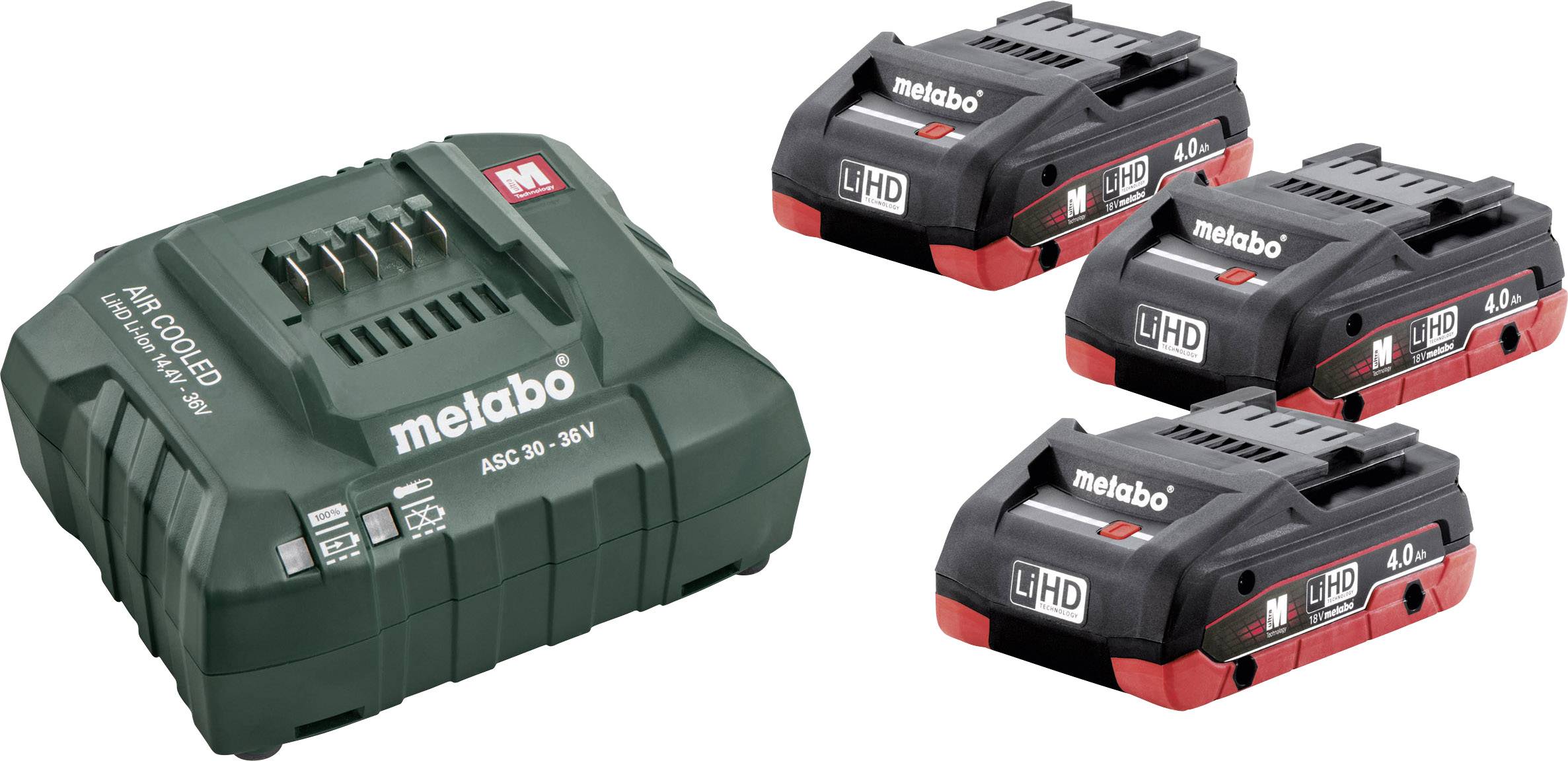 Metabo 685132000 Basic-Set 3 x LiHD 4.0 Ah Ładowarka i akumulator do elektronarzędzi 4.0 Ah LiHD - obrazek 1