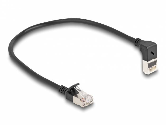 kabel LAN Delock 80285, 1 szt., RJ45, CAT 6a, S/FTP, 0.25 m, czarny - obrazek 1
