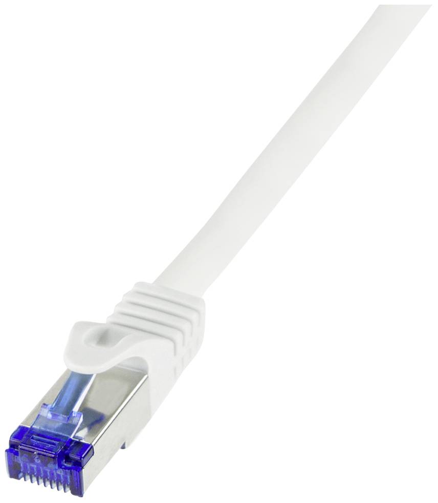 LogiLink C6A021S RJ45 Kabel sieciowy, kabel krosowy CAT 6a S/FTP 0.50 m biały 1 szt. - obrazek 1