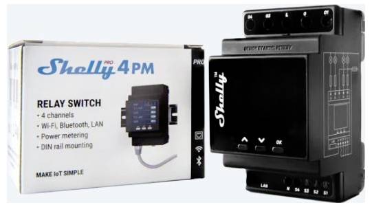 Shelly Shelly Pro 4PM Shelly Przekaźnik na szynę DIN Bluetooth, Wi-Fi