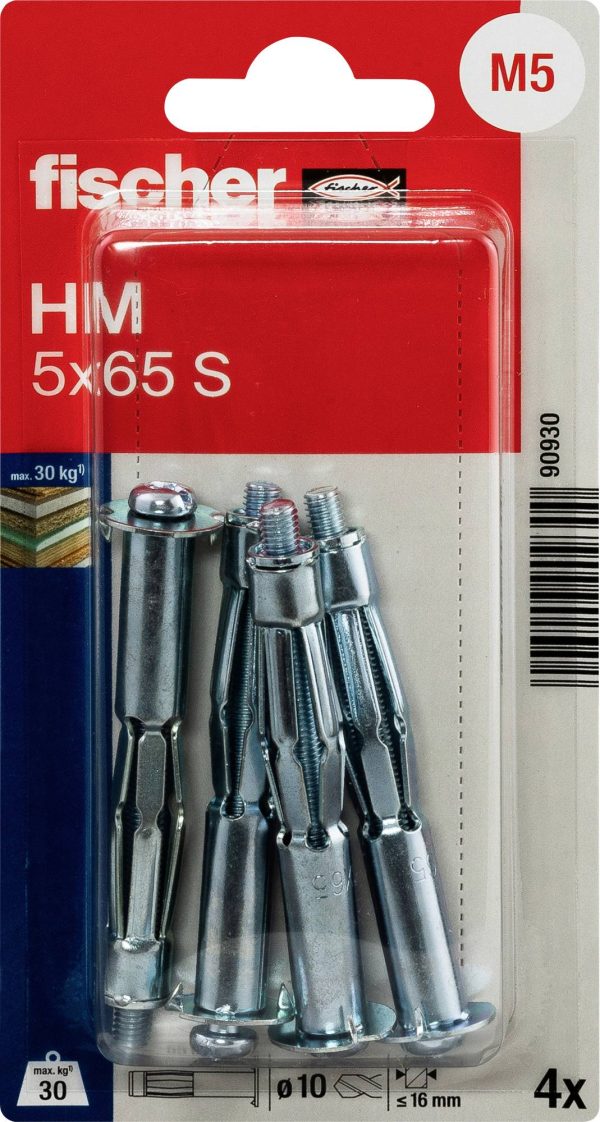 Fischer 090930 HM 5 x 65 S K NV Kotwa do pustaków ściennych 65 mm 10 mm 1 zest.