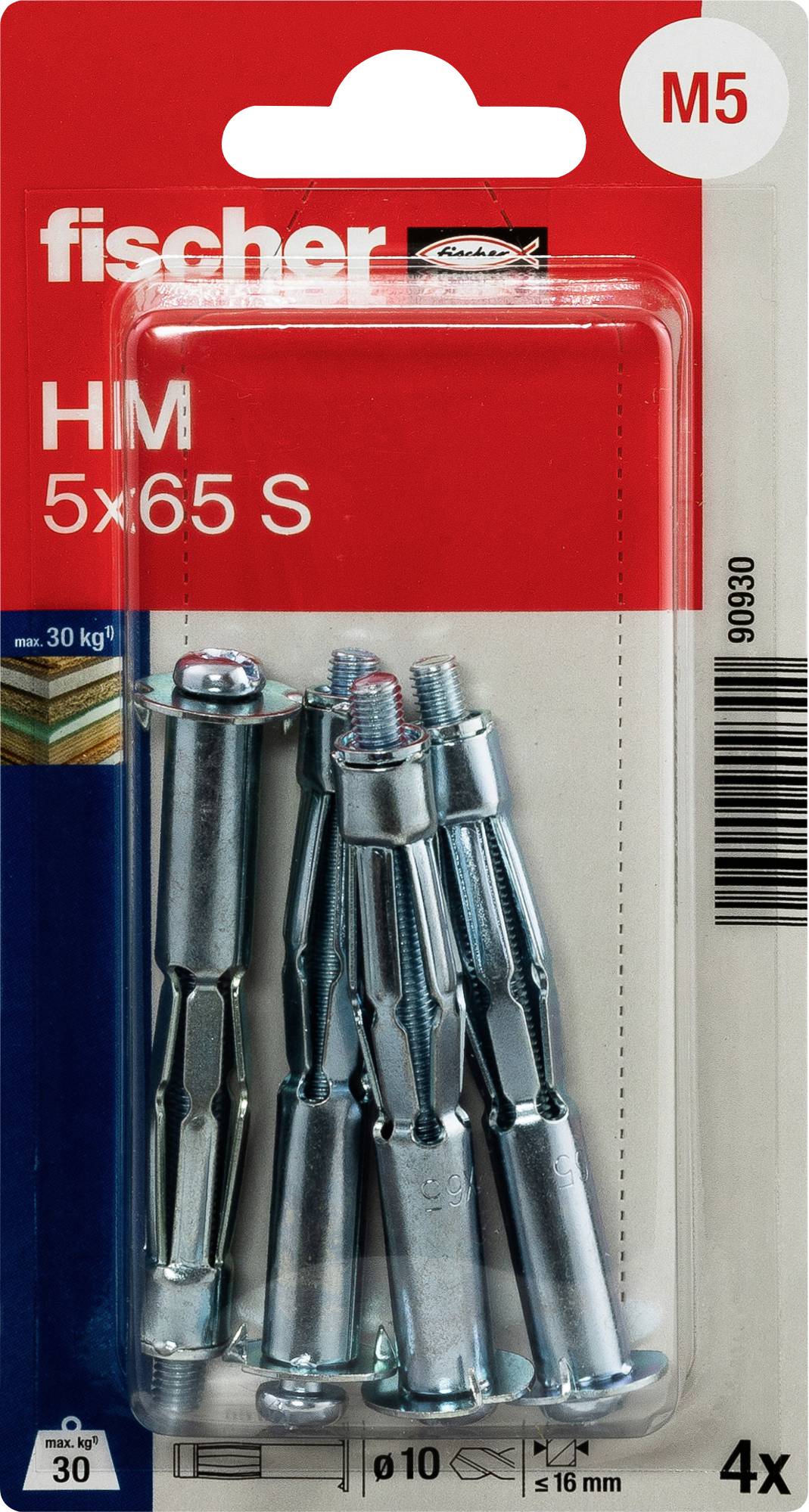 Fischer 090930 HM 5 x 65 S K NV Kotwa do pustaków ściennych 65 mm 10 mm 1 zest. - obrazek 1
