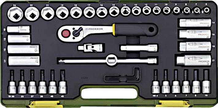 Klucze nasadowe z grzechotką Proxxon Industrial 23282, 3/8" (10 mm), stal chromowo-wanadowa, 47 szt. - obrazek 1