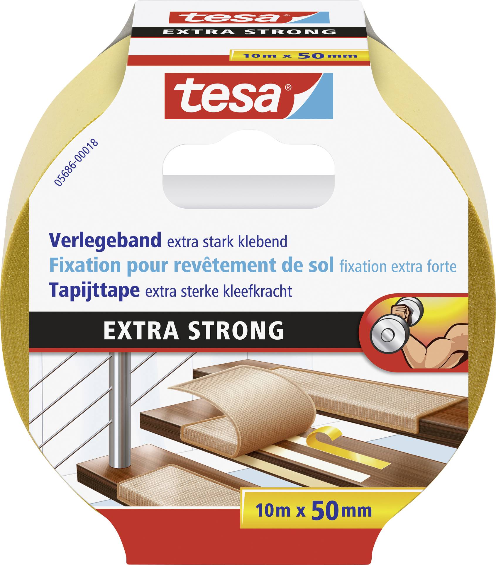 Taśma do wykladzin tesa 05686-00018-11 EXTRA STRONG (D x S) 10 m x 50 mm 10 m 1 szt. - obrazek 1