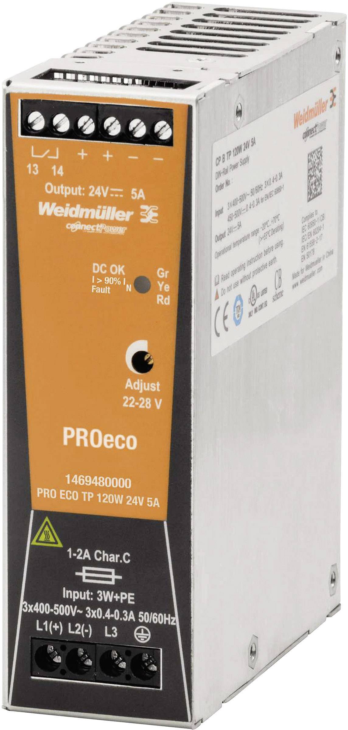 Weidmüller 1469480000 Zasilacz na szynę DIN 24 V/DC 5 A 120 W Ilość wyjść:1 x Opis 1 szt. - obrazek 1