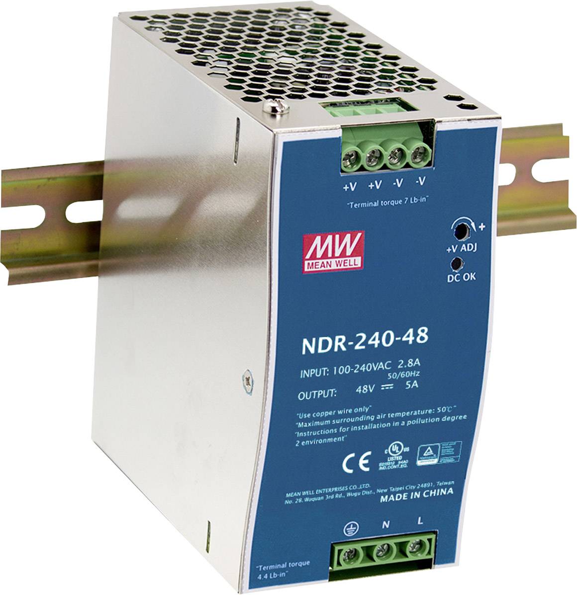 Zasilacz na szynę DIN MEAN WELL NDR-240-48, 5 A, 240 W - obrazek 1