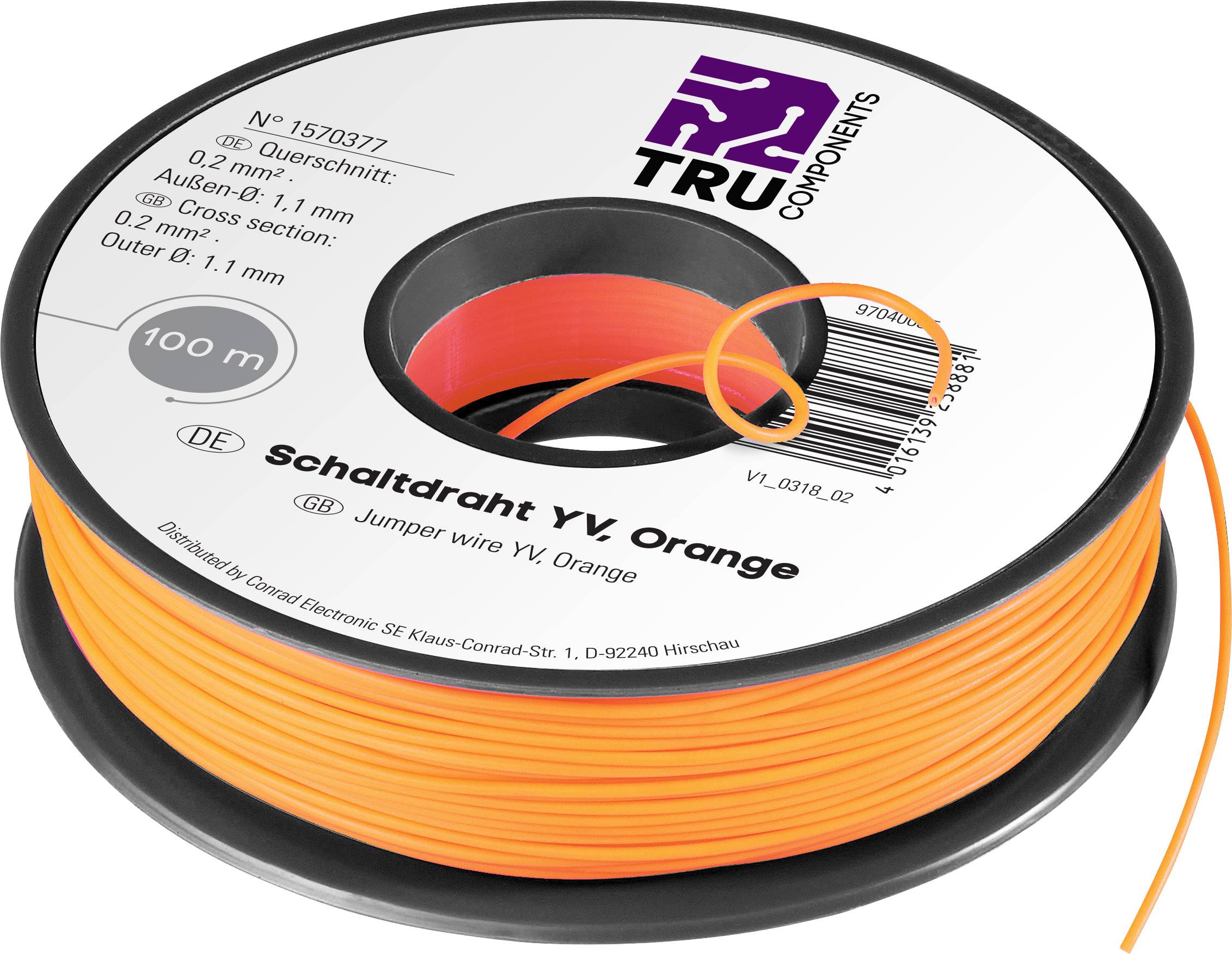TRU COMPONENTS 1567904 Przewód połączeniowy Yv, 1 x 0.20 mm², 100 m - obrazek 1