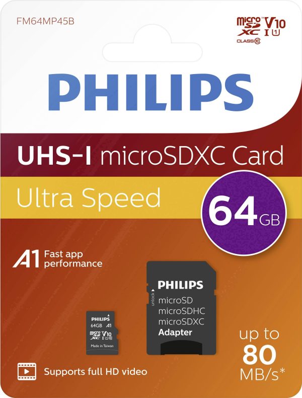 Philips FM64MP45B/00 microSDXC 64 GB Class 10 zaw. kartę pamięci SD