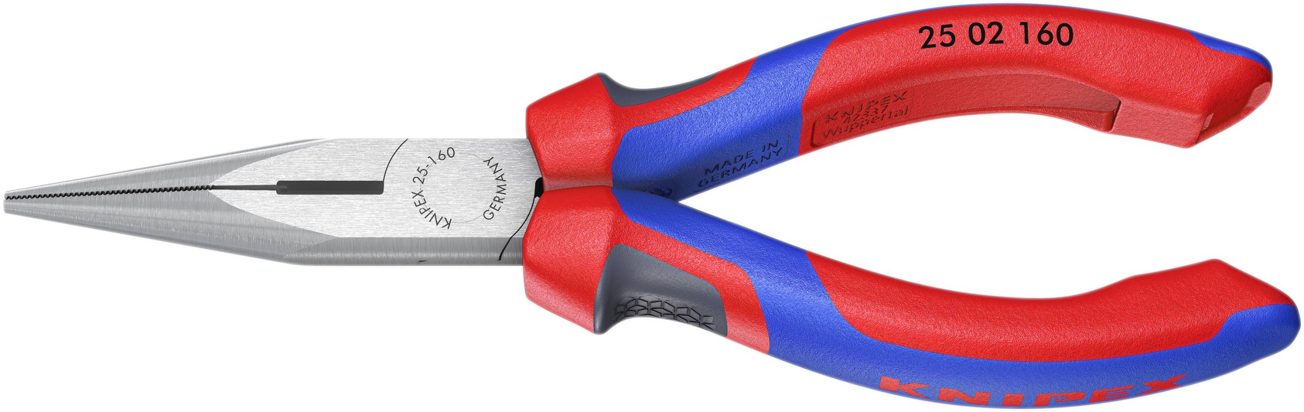 Knipex 25 02 160 dla elektroników i mechaników Szczypce płaskie, okrągłe proste stal elektrotechniczna wanadowa 160 mm - obrazek 1
