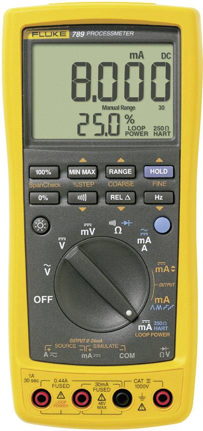 Fluke 789/EUR Multimetr cyfrowy wyjście prądu procesowego CAT III 1000 V, CAT IV 600 V Wyświetlane liczby: 30000