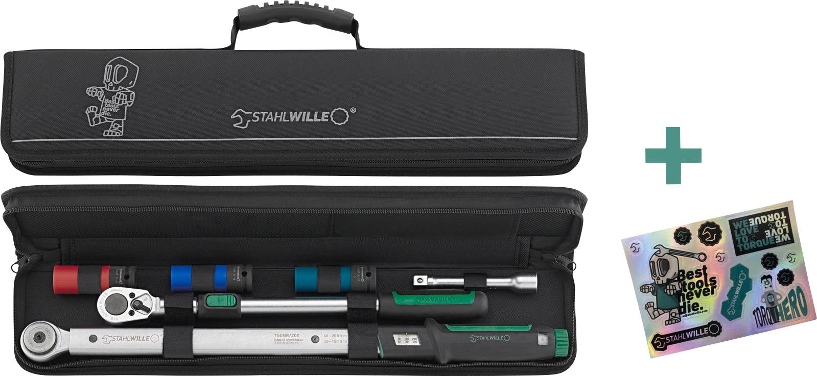 Klucz dynamometryczny zestaw Stahlwille 750NR/516/3/1 NDE 96010130, 1/2" (12.5 mm), 40 - 200 Nm - obrazek 1