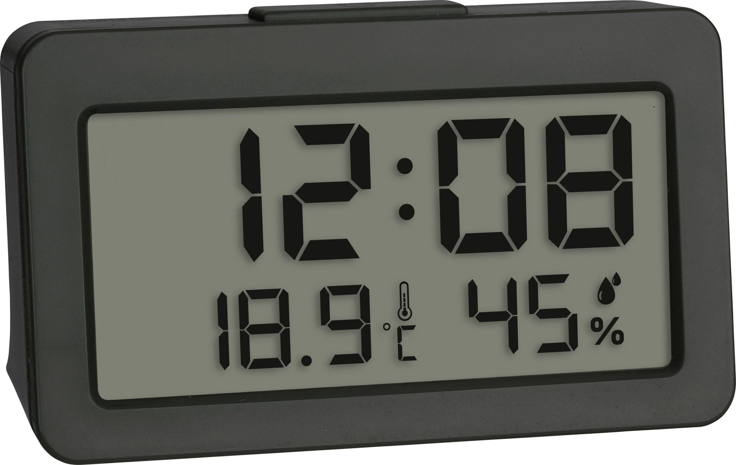 Budzik TFA Dostmann Digitaler Mini-Wecker mit Temperatur und Luftfeuchtigkeit 60.2045.10, szary - obrazek 1