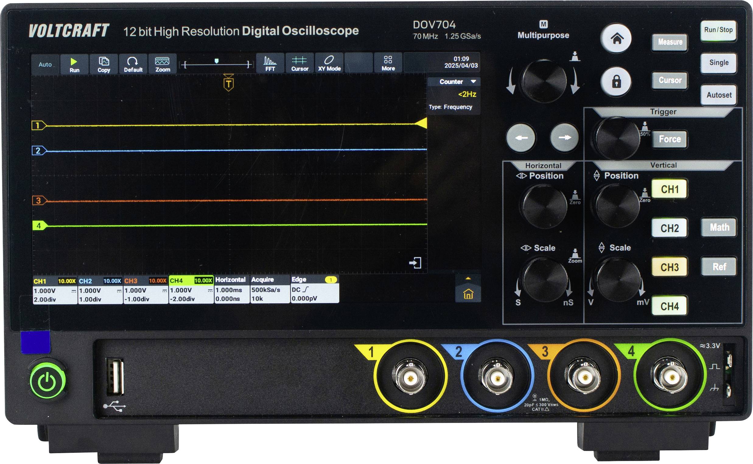 Oscyloskop cyfrowy VOLTCRAFT DOV704 70 MHz 1.25 GSa/s - obrazek 1