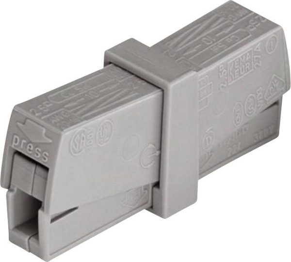 WAGO 224-201 2240201 Złącze zaciskowe elastyczny: 0.5-2.5 mm² stała: 0.5-2.5 mm² Ilość styków: 2 1 szt. szary