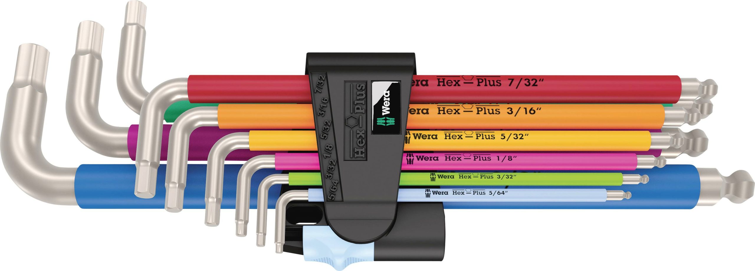 Wera 3950/9 Hex-Plus Multicolour Imperial Stainless 1 wewnętrzny sześciokąt Zestaw kluczy trzpieniowych 5/64 cal, 3/32 c - obrazek 1
