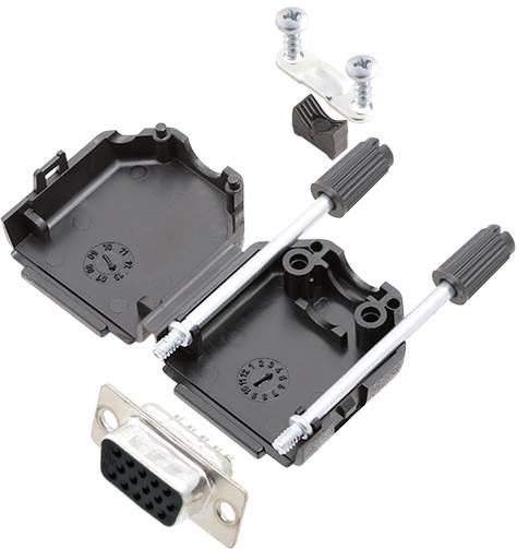 TRU COMPONENTS 7709504K Zestaw listew żeńskich D-Sub TCDPPK09BKHDS15K, rzędy: 3, styki: 15, 180 °, 1 szt.