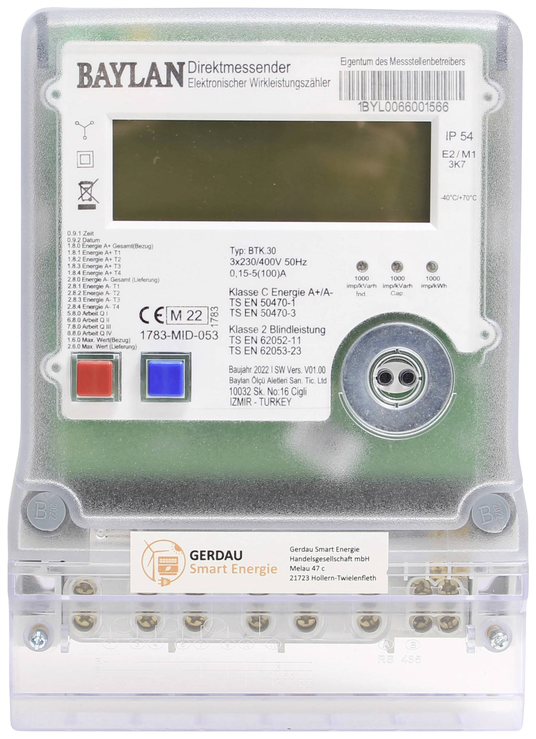 Counttec BTK30 DZ1004Q Licznik prądu trójfazowy cyfrowy Zezwolenie MID: tak 1 szt. - obrazek 1