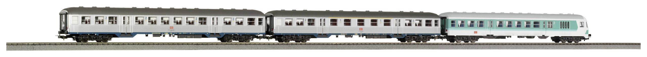 Wagon osobowy Piko H0 58250 3-częściowy, skala H0 Zestaw samochodów osobowych podmiejskich DB-AG - obrazek 1