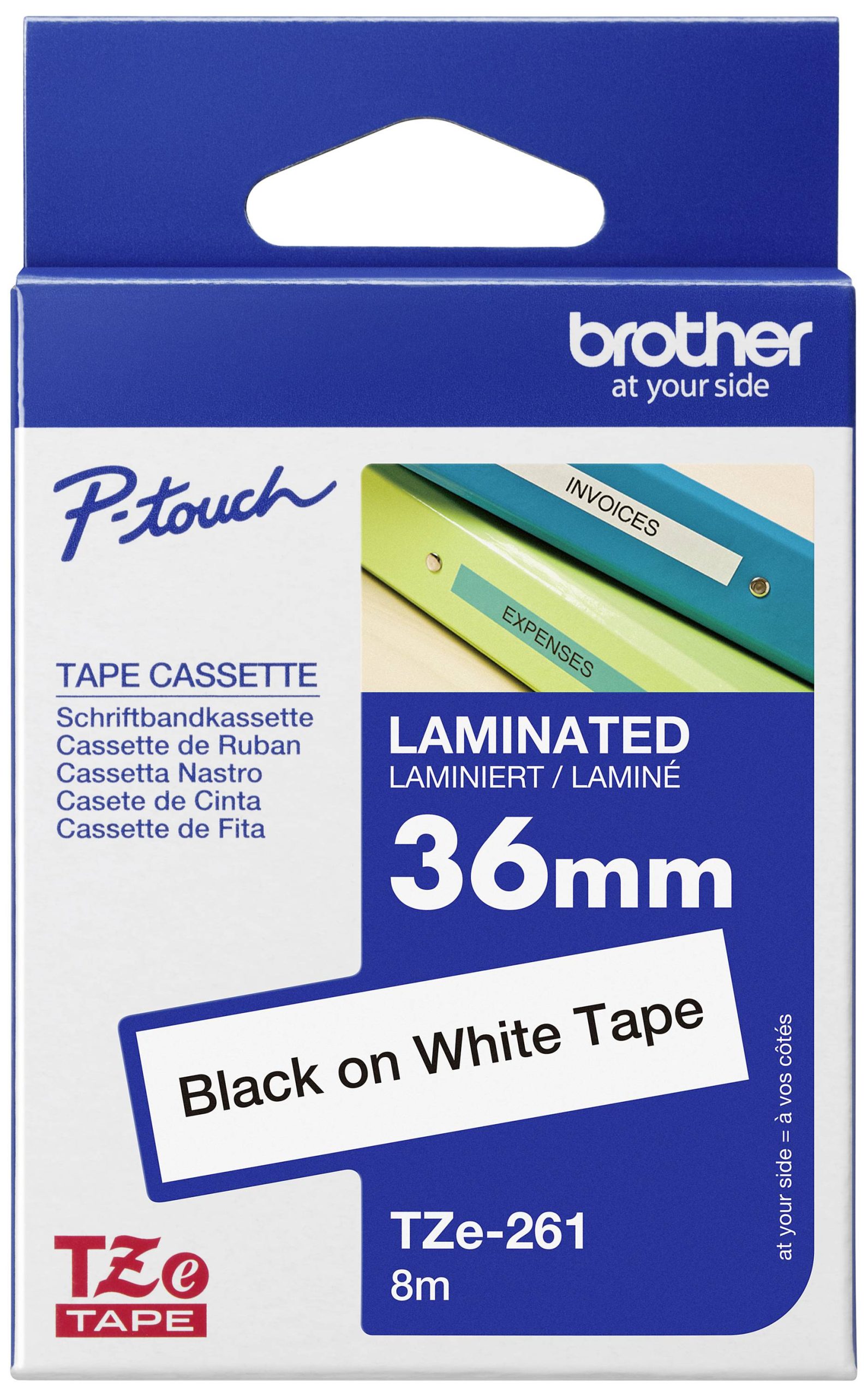 Brother TZe TZe-261 Kolor taśmy: biały Kolor nadruku:czarny 36 mm 8 m - obrazek 1