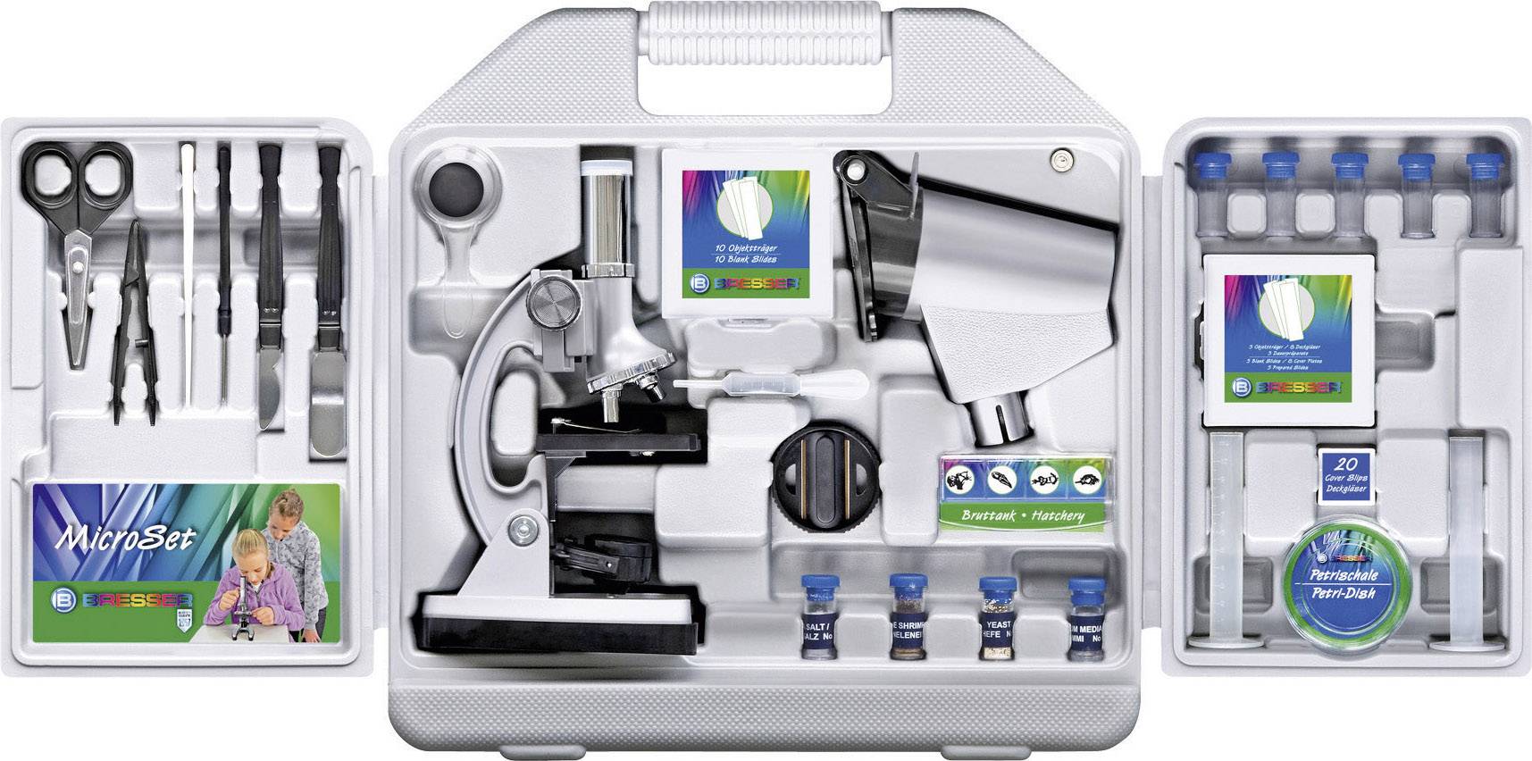 Mikroskop dla dzieci Bresser Optik Junior 300X - 1200X, zestaw akcesoriów - obrazek 1