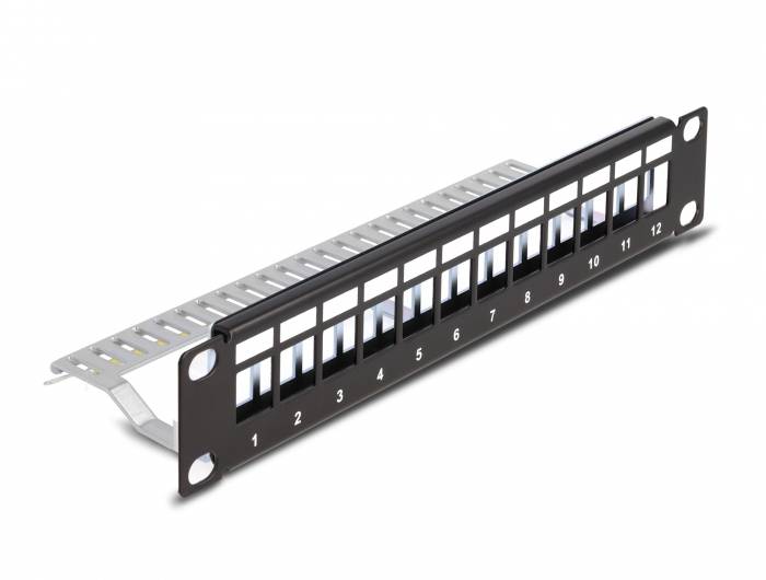 Delock 66874 Patch panel 254 mm (10") 1 U czarny - obrazek 1