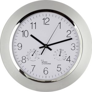 EUROTIME 56004 Sterowany radiowo Zegar ścienny 34 cm x 50 mm srebrny EUROTIME 56004 Sterowany radiowo Zegar ścienny 34 cm x 50 mm srebrny