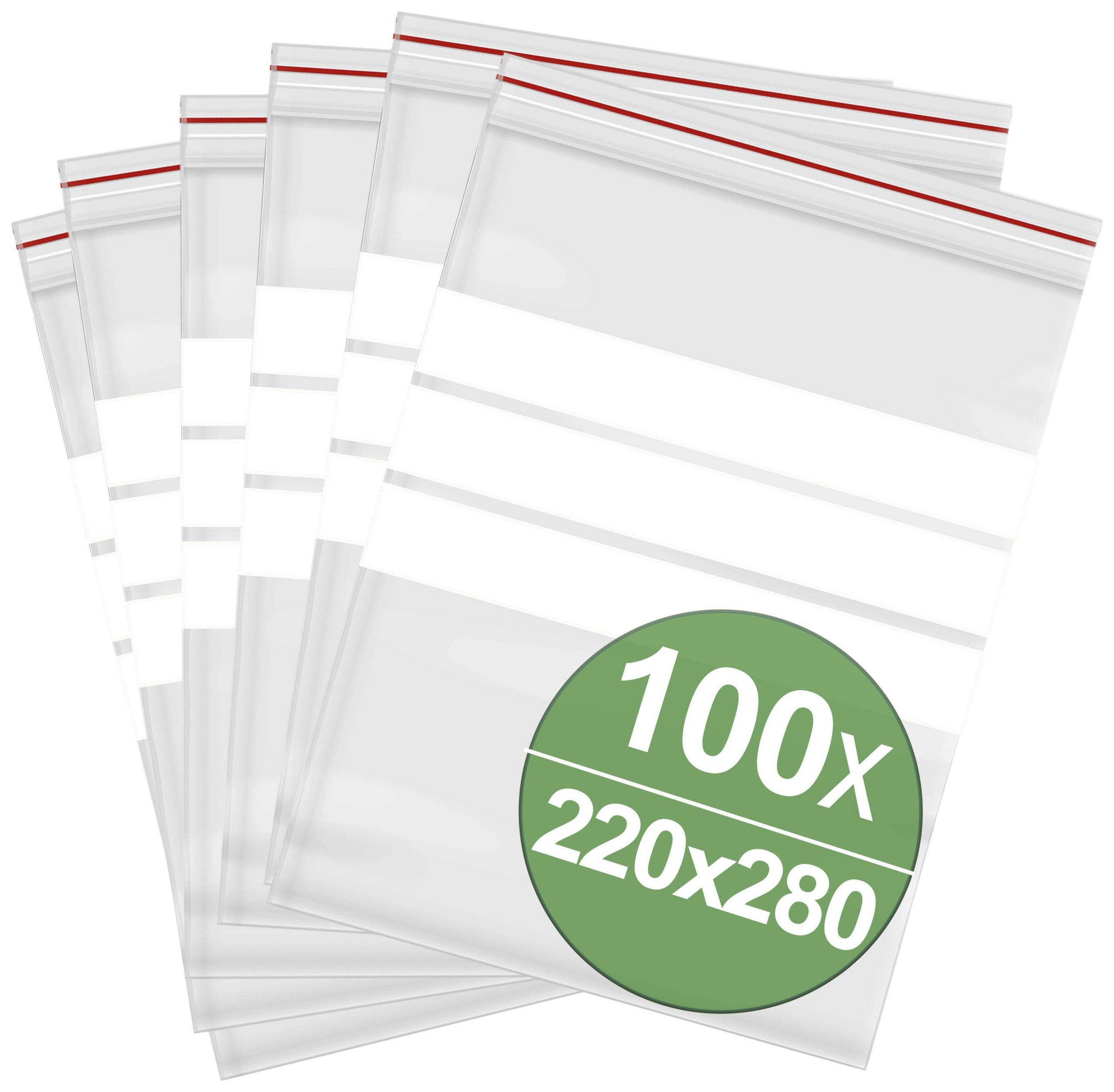 Woreczek strunowy z paskiem opisowym (S x W) 220 mm x 280 mm przeźroczysty polietylen 100 szt. - obrazek 1