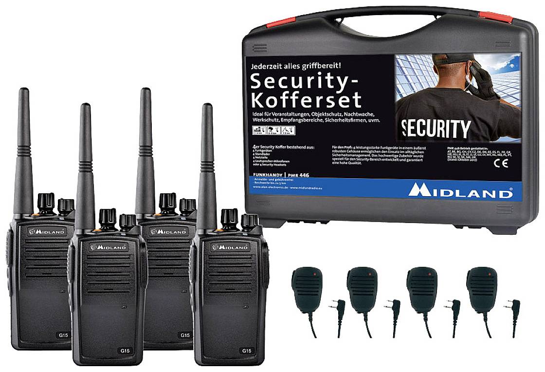 Midland G15 Pro NC PMR 4er Security inkl. MA 25-M C1127.S3 Radiotelefon PMR Zestaw 4-elementowy - obrazek 1