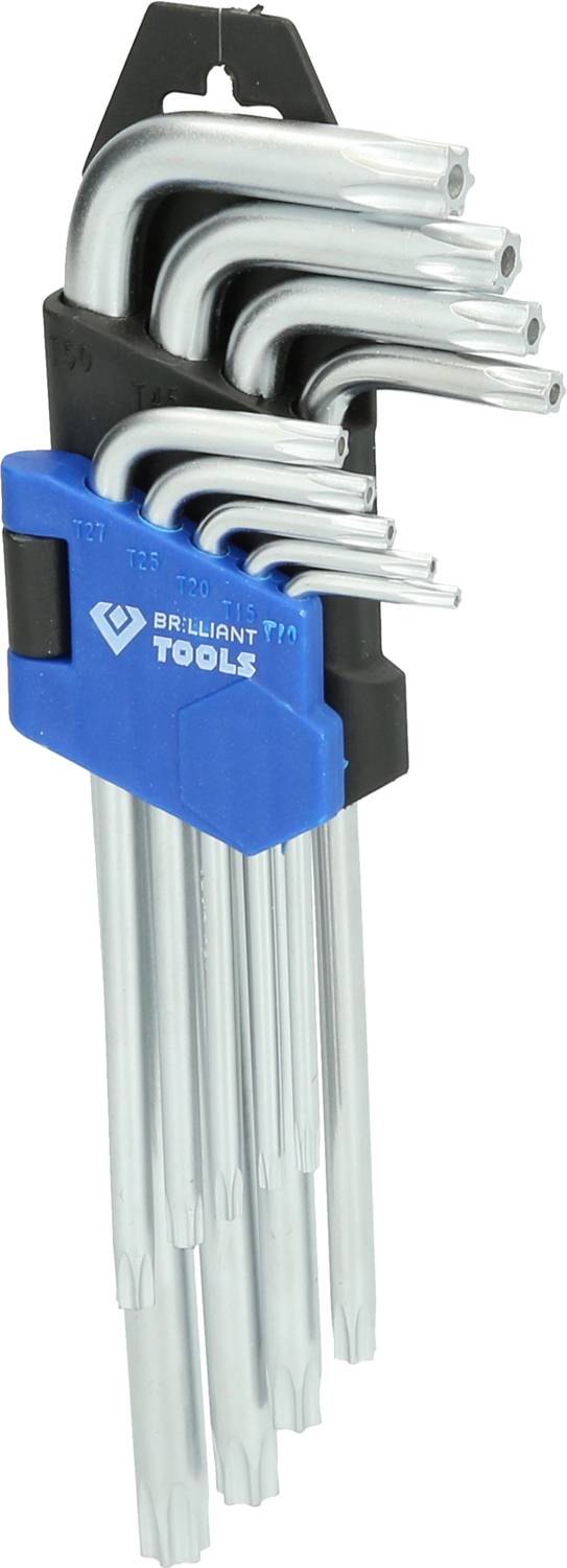 Brilliant Tools BT044009 Zestaw kluczy trzpieniowych T 10, T 15, T 20, T 25, T 27, T 30, T 40, T 45, T 50 9 szt. - obrazek 1