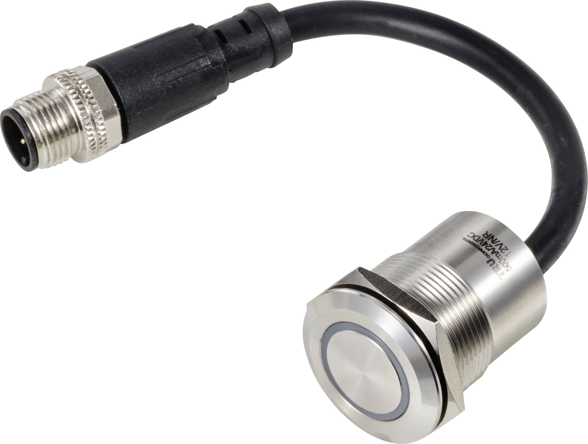 TRU COMPONENTS TC-12835308 Przycisk piezoelektryczny TC-PS223P10YSSG12T M12 MALE CONNECTOR, 22 mm, 24 V, 0.2 A, 1 szt. - obrazek 1