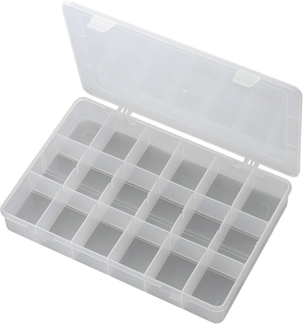 TRU COMPONENTS PP18-01 Skrzynka (D x S x W) 278 x 192 x 43 mm Ilość przegród: 18 stały podział pudełko Opis 1 szt.