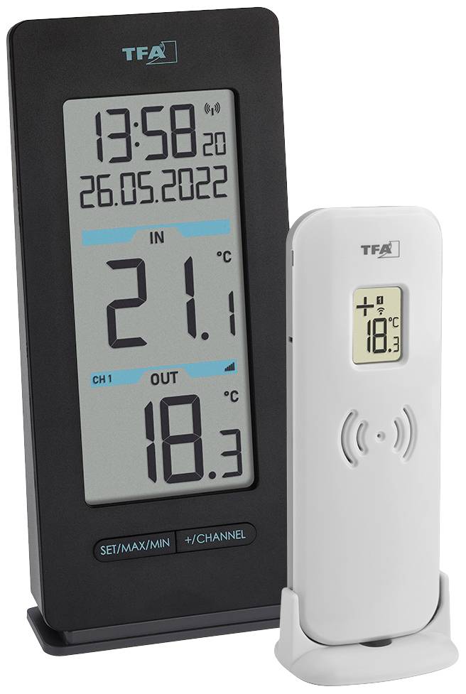 TFA Dostmann Buddy Radiowy termometr cyfrowy czarny 30.3072.01 - obrazek 1