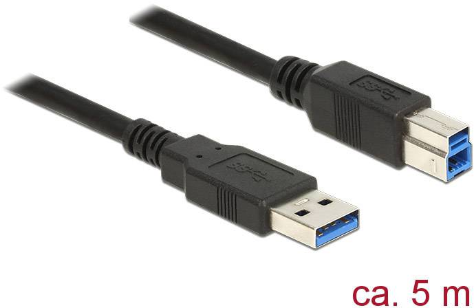 Delock Kabel USB USB 3.2 Gen1 Złącze męskie USB-A, Złącze męskie USB-B 5.00 m czarny styki pozłacane 85070 - obrazek 1