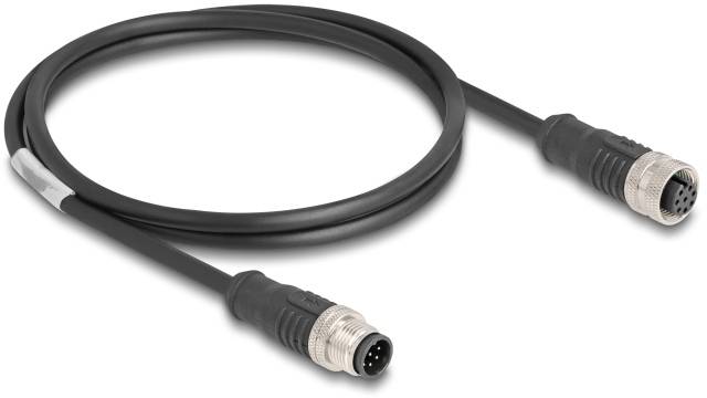kabel LAN Delock 80803, 1 szt., M12, CAT 5e, S/FTP, 1.00 m, czarny - obrazek 1