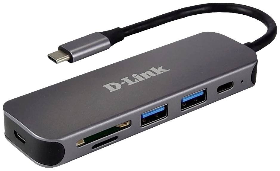 D-Link DUB-2325/E USB-Hub 2+2 Porty USB-A, USB-C®, SD, microSD USB 3.0 5 GBit/s z wtyczką USB-C antracytowy DUB-2325/E - obrazek 1