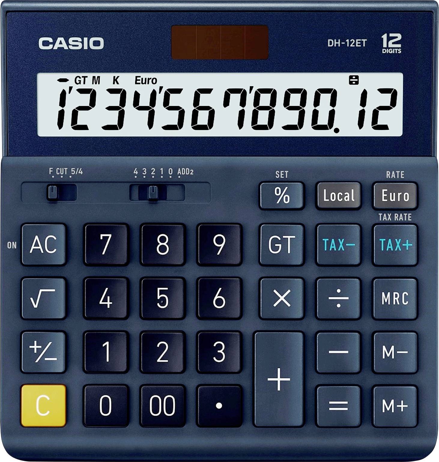 Casio DH-12ET Kalkulator stołowy granatowy Wyświetlacz: 12 energią słoneczną (D x S) 101 mm x 159 mm - obrazek 1