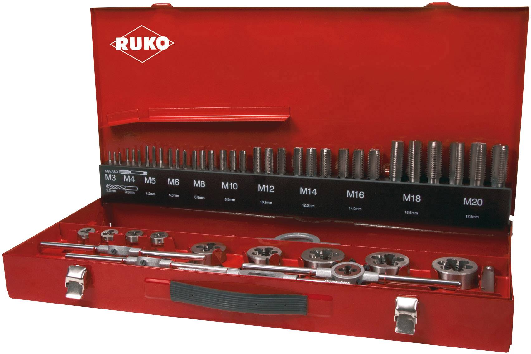 RUKO 245040 Komplet gwintowników maszynowych 54 szt. metryczny M3, M4, M5, M6, M8, M10, M12 Cięcie prawostronne HSS 1 ze - obrazek 1