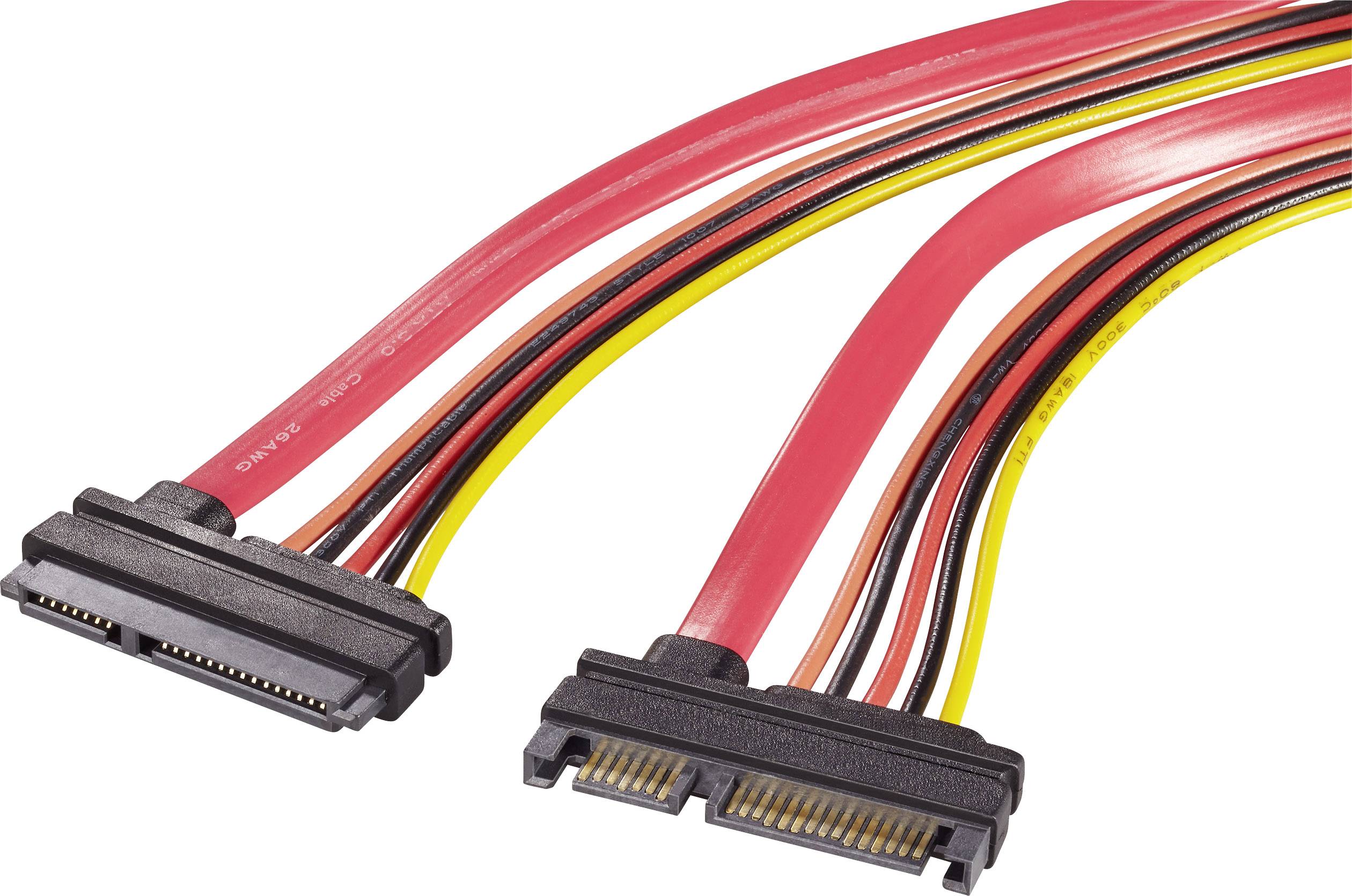 przedłużacz SATA Renkforce RF-4297182[1x złącze męskie SATA 15+7-pin - 1x złącze żeńskie SATA 15+7-pin], 0.20 m - obrazek 1