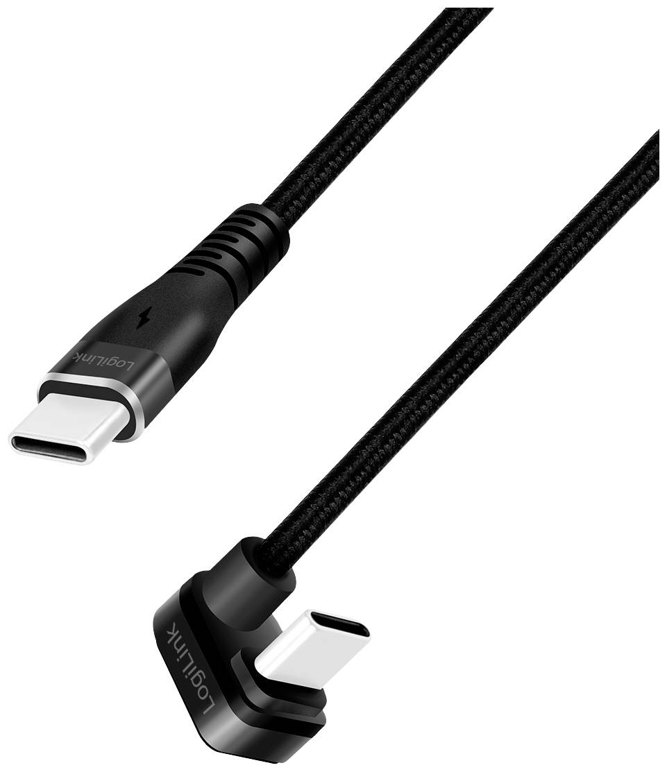 LogiLink Kabel USB USB 2.0 Złącze męskie USB-C® 2.00 m czarny podwójne ekranowanie CU0191 - obrazek 1
