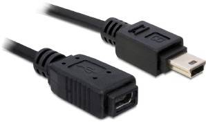 Delock Kabel USB Złącze męskie USB Mini-B, Złącze żeńskie USB Mini-B 1.00 m czarny 82667 Delock Kabel USB Złącze męskie USB Mini-B, Złącze żeńskie USB Mini-B 1.00 m czarny 82667