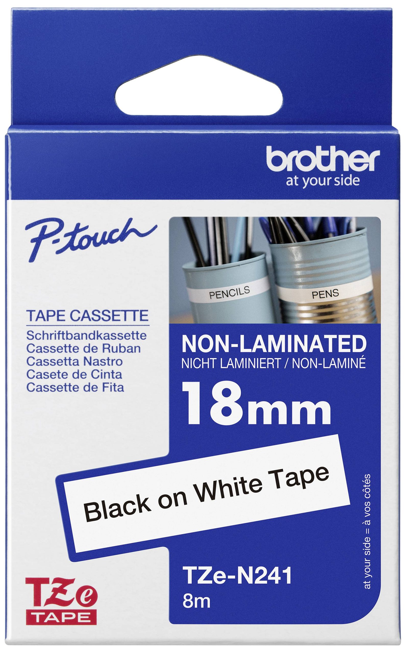 Brother TZe-N241 Taśma do nadruku, bez laminowania tworzywo sztuczne Kolor taśmy: biały Kolor nadruku: czarny 18 mm 8 m - obrazek 1