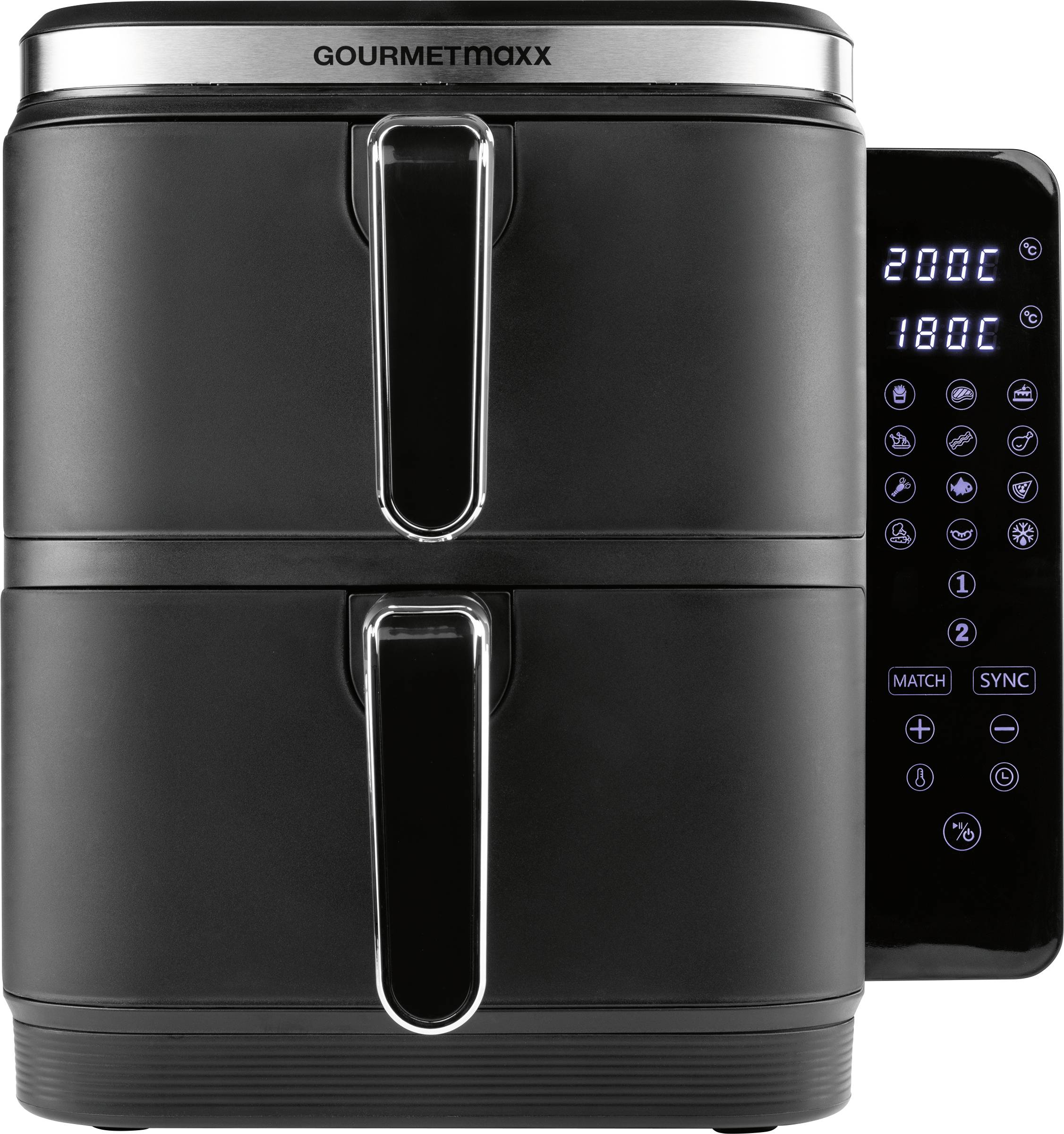 GourmetMaxx 15305 Frytkownica 10 l 2 oddzielne termostaty, powłoka nieprzywierająca, zegar cyfrowy czarny - obrazek 1