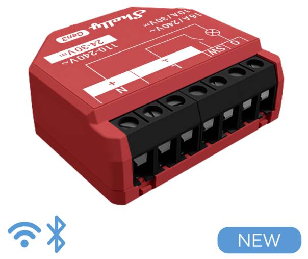 Shelly Shelly 1PM Gen3 Siłownik pomiarowy-przełączający Bluetooth, Wi-Fi - obrazek 1