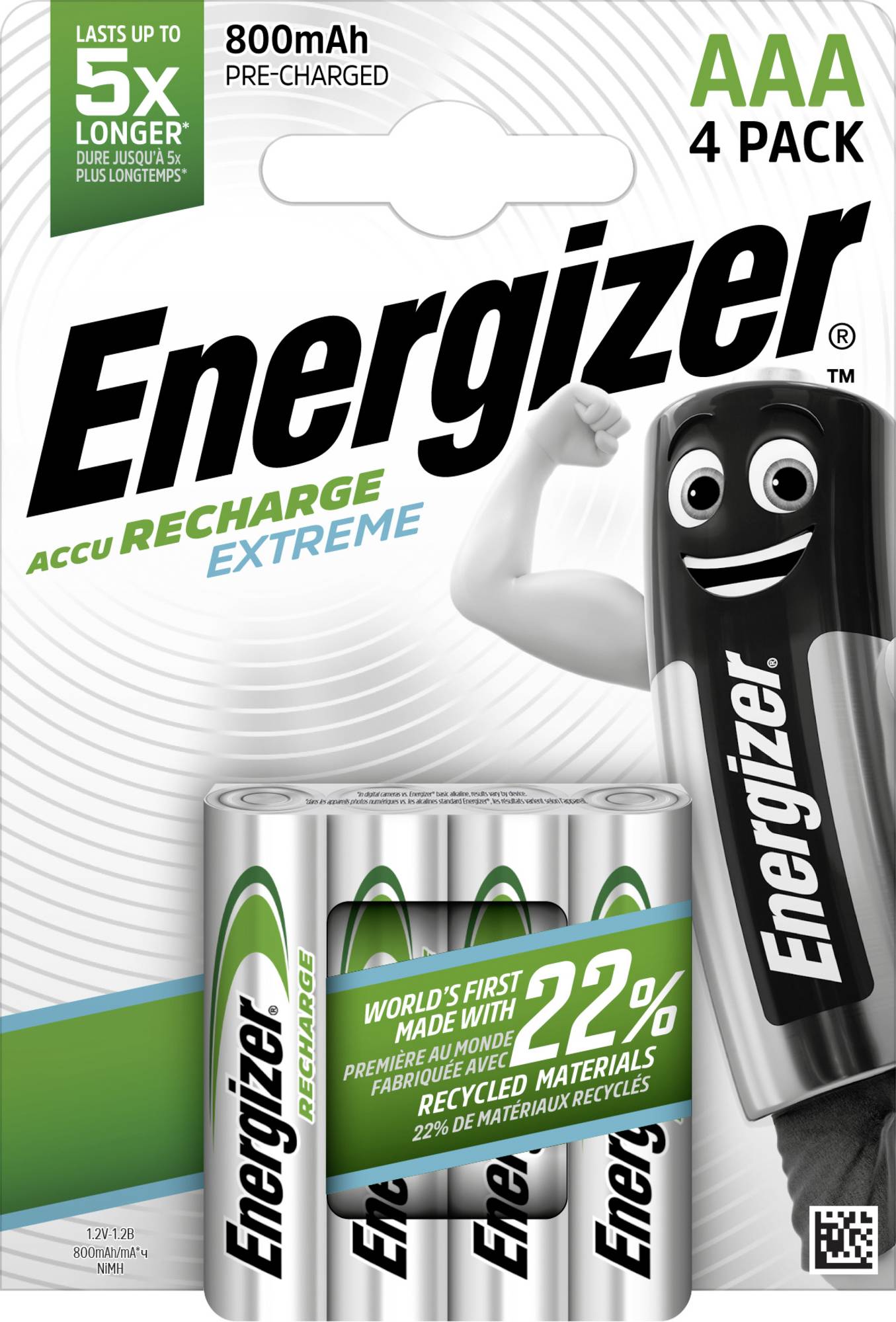 Akumulator AAA/R03 Energizer Extreme HR03, NiMH, 800 mAh, 1.2 V, 4 szt. - obrazek 1