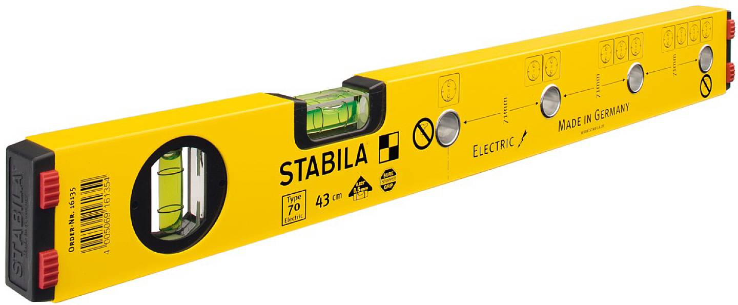 Poziomica Stabila Type 70 Electric 16135/4, Długość: 43 cm, Dokładność poziomowania: 0.5 mm/m - obrazek 1