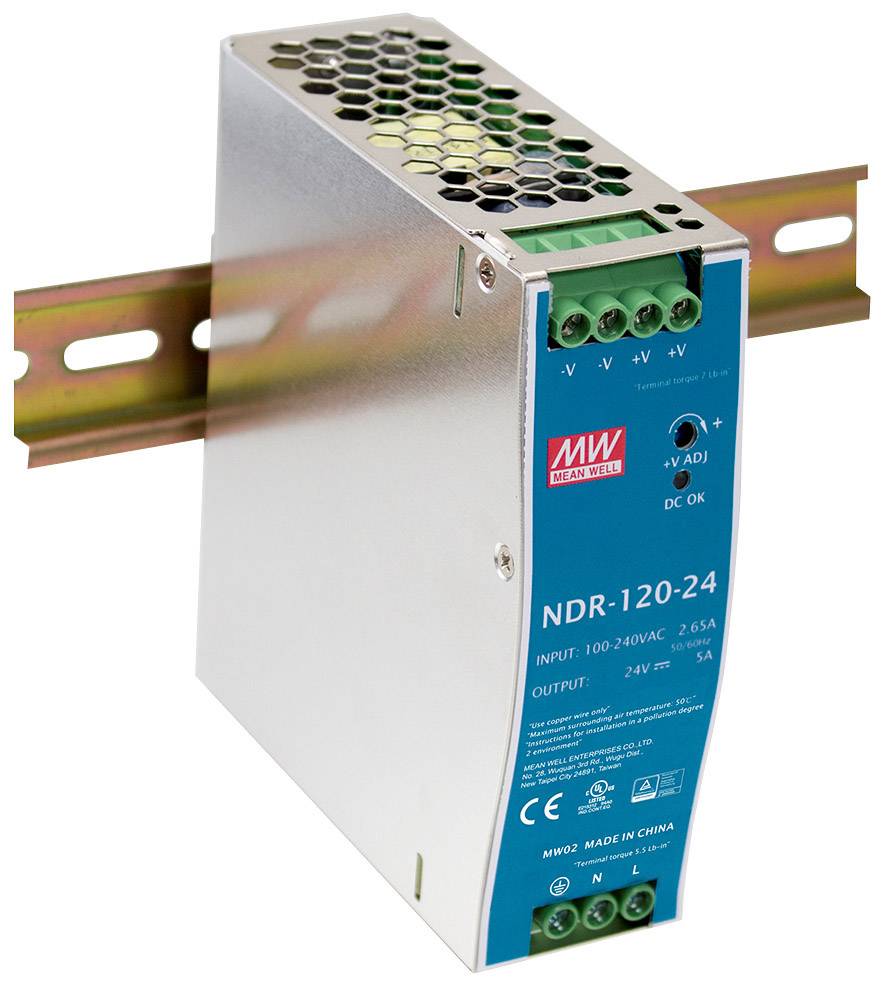 Zasilacz na szynę DIN MEAN WELL NDR-120-12, 12 V, 10 A, 153 W - obrazek 1